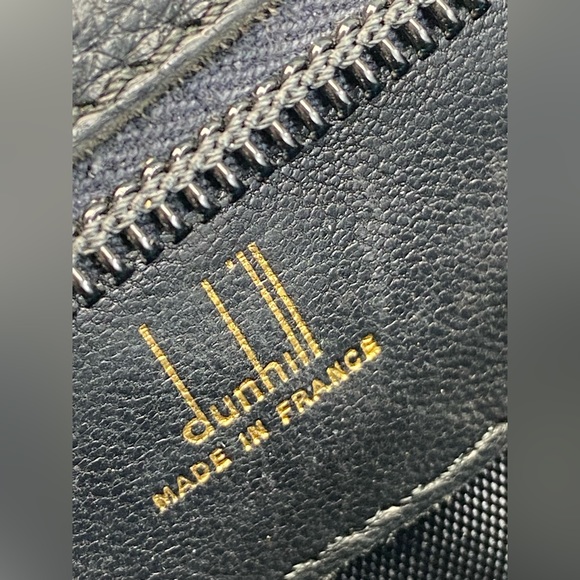 DunHill Leather Black Computer Shoulder Work Business Bag Messenger France Zip - Picture 10 of 16